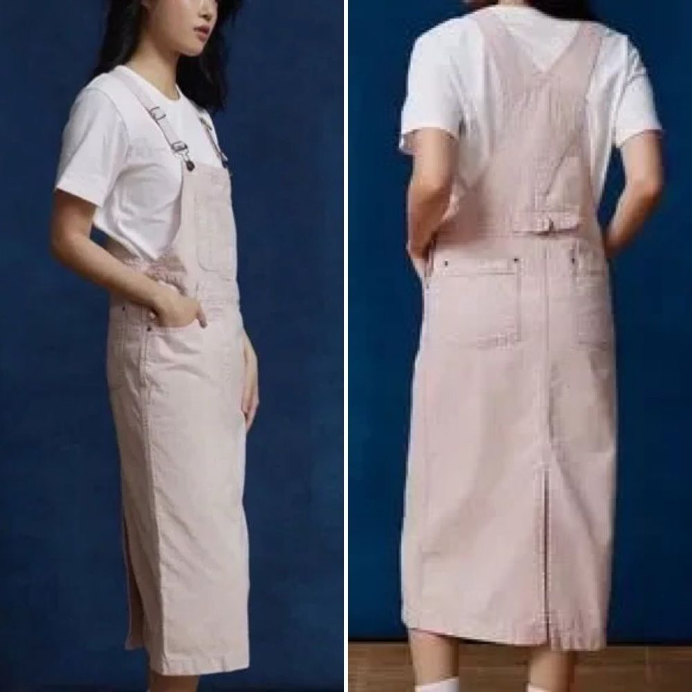 BDG Danni Denim Maxi Skirtall Overalls Pink S